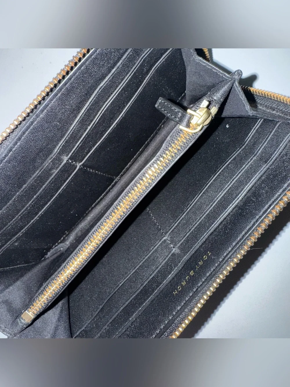 Tory Burch Gemini Link Blue Black Snakeskin Wallet